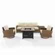 Crosley Furniture Bradenton 5-Piece Fabric Swivel Rocker & Sofa Set in Sand