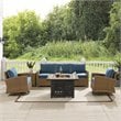 Crosley Furniture Bradenton 5-Piece Fabric Swivel Rocker & Sofa Set in Navy