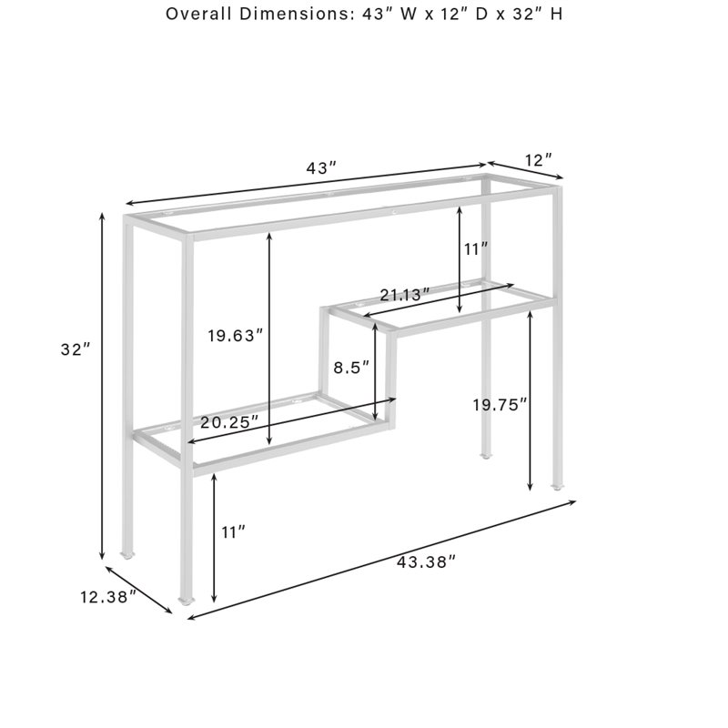 Crosley Furniture Sloane Modern Glass & Metal Console Table in Matte Black/Clear