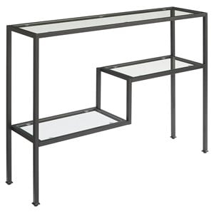 Crosley Furniture Sloane Modern Glass & Metal Console Table in Matte Black/Clear