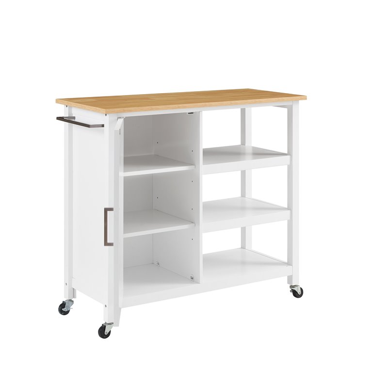 Crosley Furniture Tristan 1-Door Modern Wood Kitchen Island in White/Natural