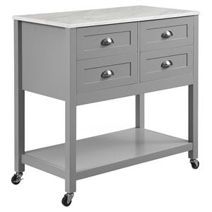 Crosley Furniture Connell Modern Wood Kitchen Island/Cart in Gray/White