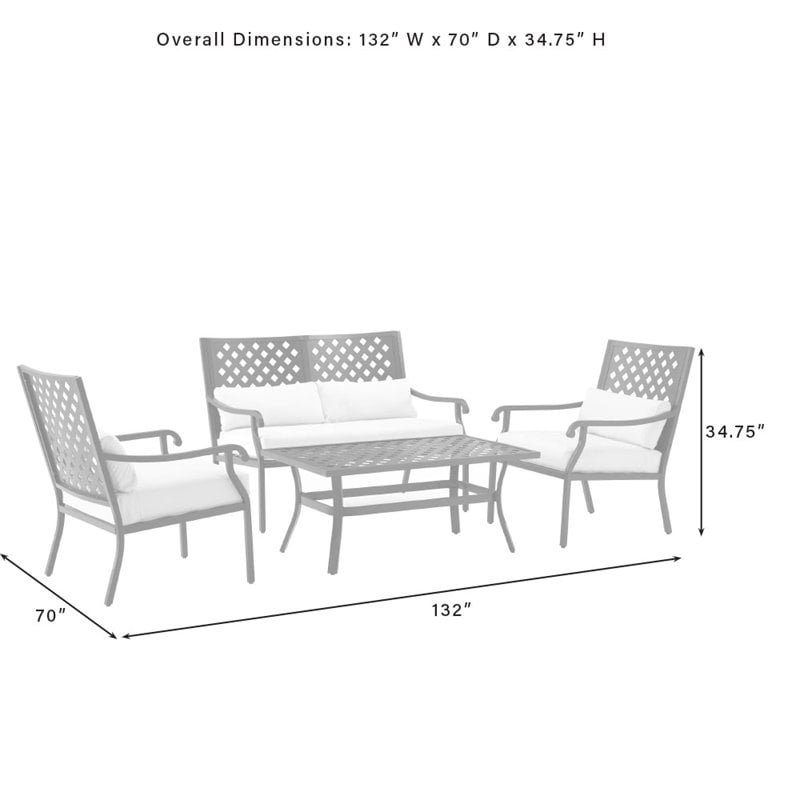Crosley Furniture Alistair Metal Outdoor Sofa Set in Cream/Matte Black