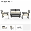 Crosley Furniture Alistair Metal Outdoor Sofa Set in Cream/Matte Black