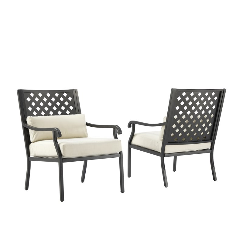 Crosley Furniture Alistair Metal Outdoor Sofa Set in Cream/Matte Black