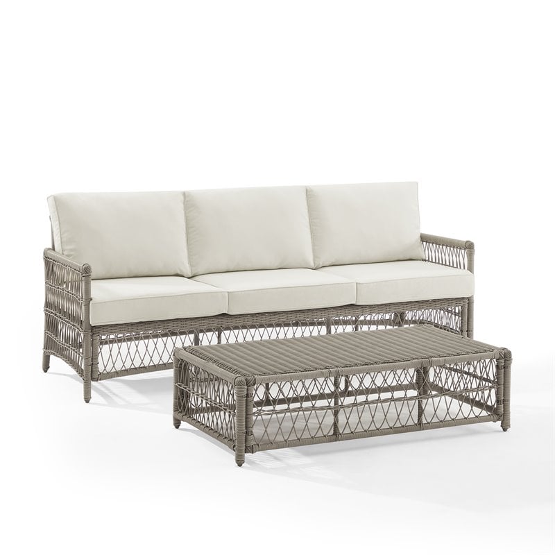 Crosley Furniture Thatcher 2-Piece Fabric Outdoor Sofa Set in Cream/Driftwood