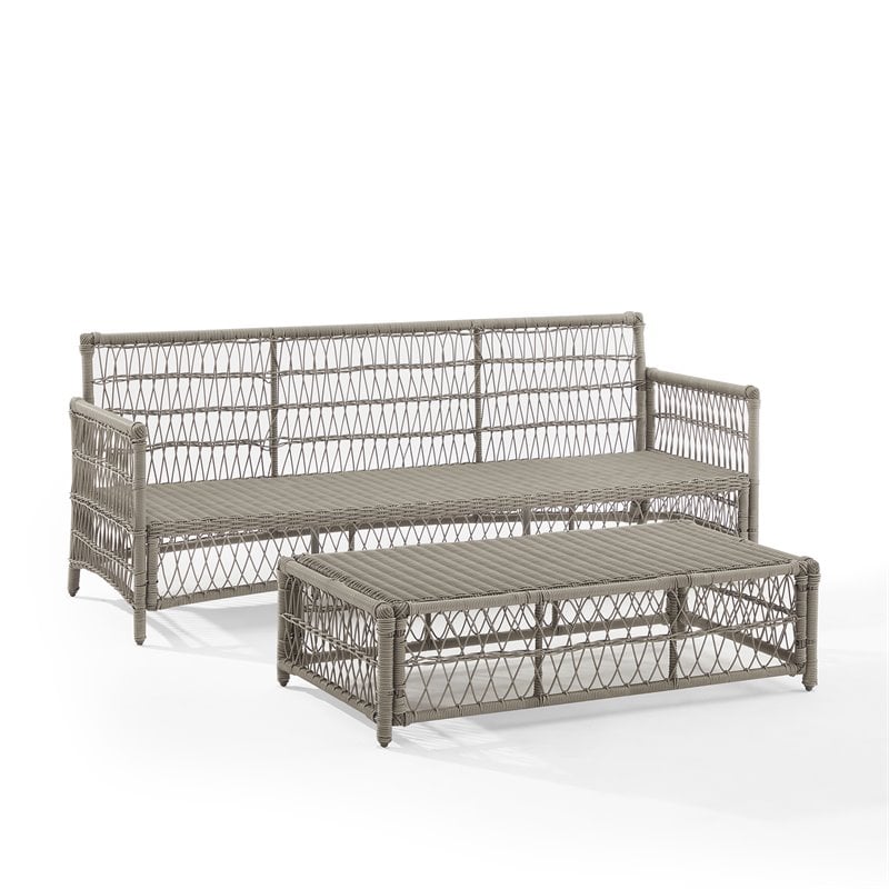 Crosley Furniture Thatcher 2-Piece Fabric Outdoor Sofa Set in Cream/Driftwood