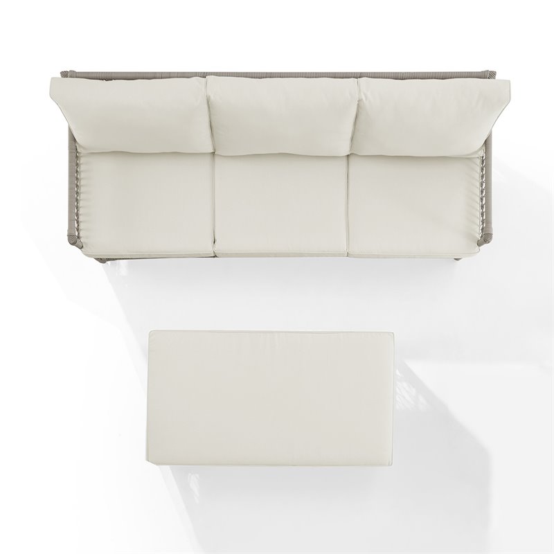 Crosley Furniture Thatcher 2-Piece Fabric Outdoor Sofa Set in Cream/Driftwood
