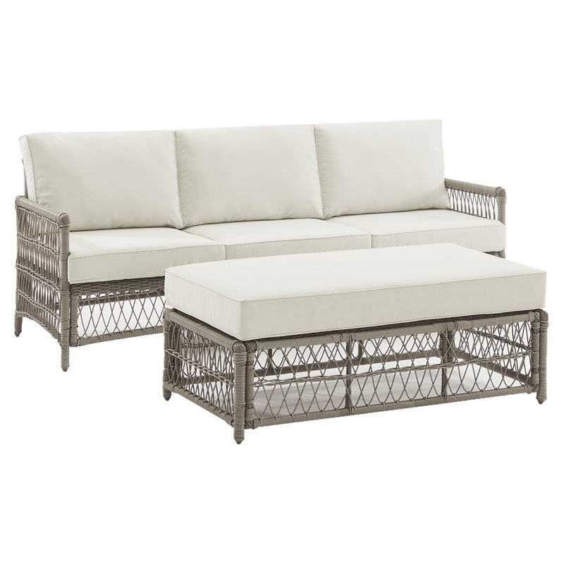 Crosley Furniture Thatcher 2-Piece Fabric Outdoor Sofa Set in Cream/Driftwood