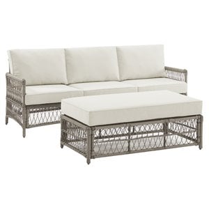 Crosley Furniture Thatcher 2-Piece Fabric Outdoor Sofa Set in Cream/Driftwood