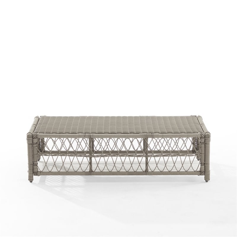 Crosley Furniture Thatcher Modern Fabric Outdoor Coffee Table in Cream/Driftwood