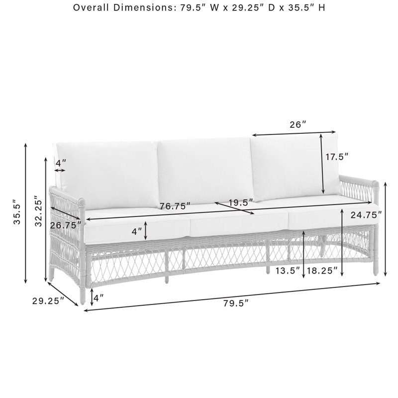 Crosley Furniture Thatcher Modern Fabric Outdoor Wicker Sofa in Cream/Driftwood