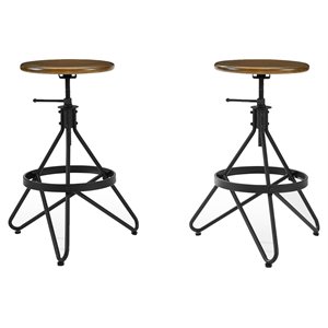 Crosley Furniture Kalen 29&quot Transitional Metal Stools in Brown/Black (Set of 2)