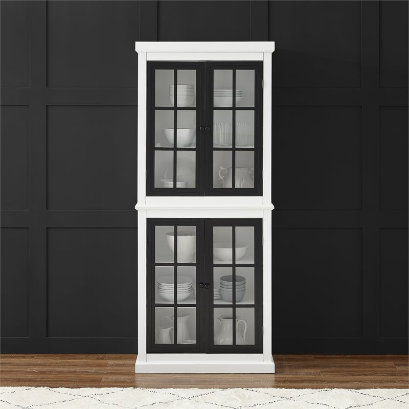 Crosley Furniture Cecily 4-Door Modern Wood Tall Storage Pantry in White