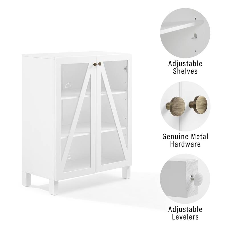 Crosley Furniture Cassai MDF Wood and Glass Stackable Storage Pantry in White