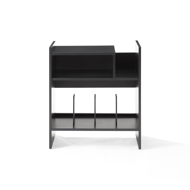 Crosley Furniture Portland Modern MDF Wood Birch Veneer Turntable Stand in Black
