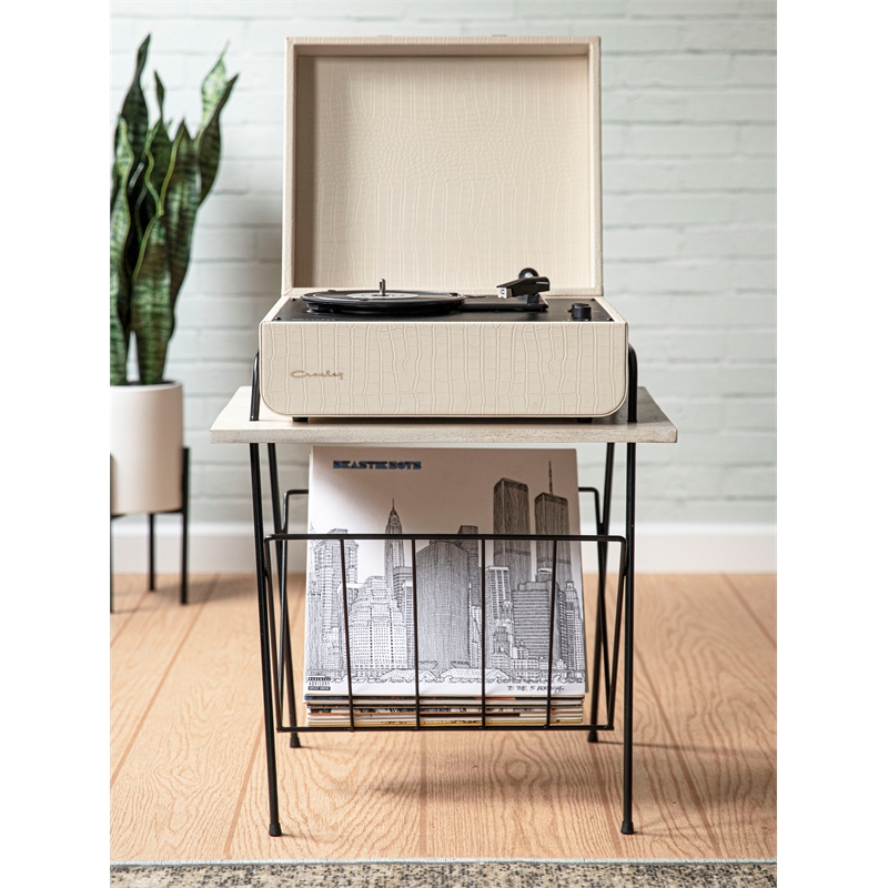 Crosley Furniture Wiltshire Modern Wood and Metal Turntable Stand in Natural