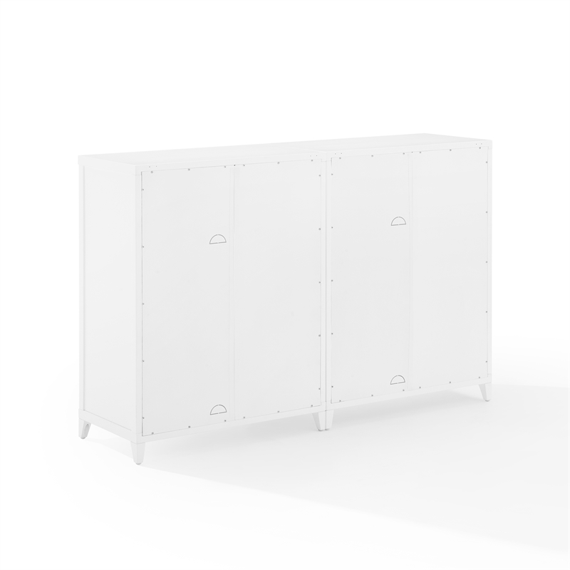 Crosley Furniture Milo Wood Media Storage Cabinet Set in White (Set of 2)