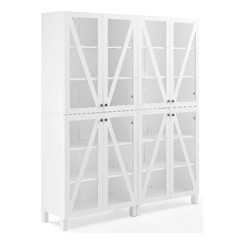 Crosley Furniture Cassai 2-Piece MDF Wood and Glass Storage Pantry Set in White