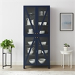 Crosley Furniture Cassai MDF Wood and Tempered Glass Tall Storage Pantry in Navy