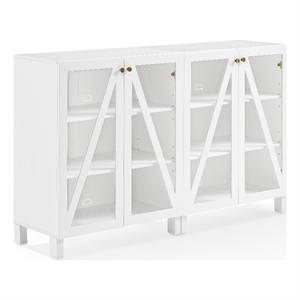 Crosley Furniture Cassai MDF Wood Media Storage Cabinet Set in White (Set of 2)