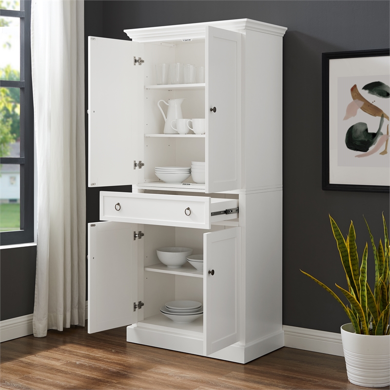 Crosley Furniture Winston Traditional Wood Storage Pantry in White