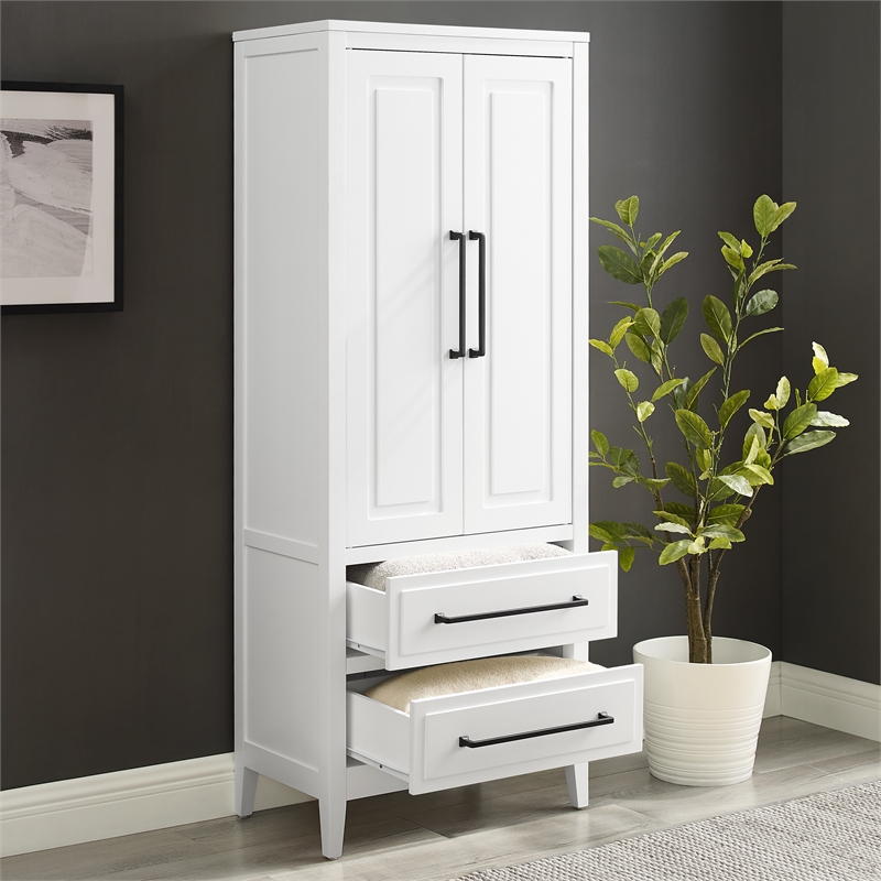 Crosley Furniture Genevieve Particle Board and MDF Wood Storage Pantry in White