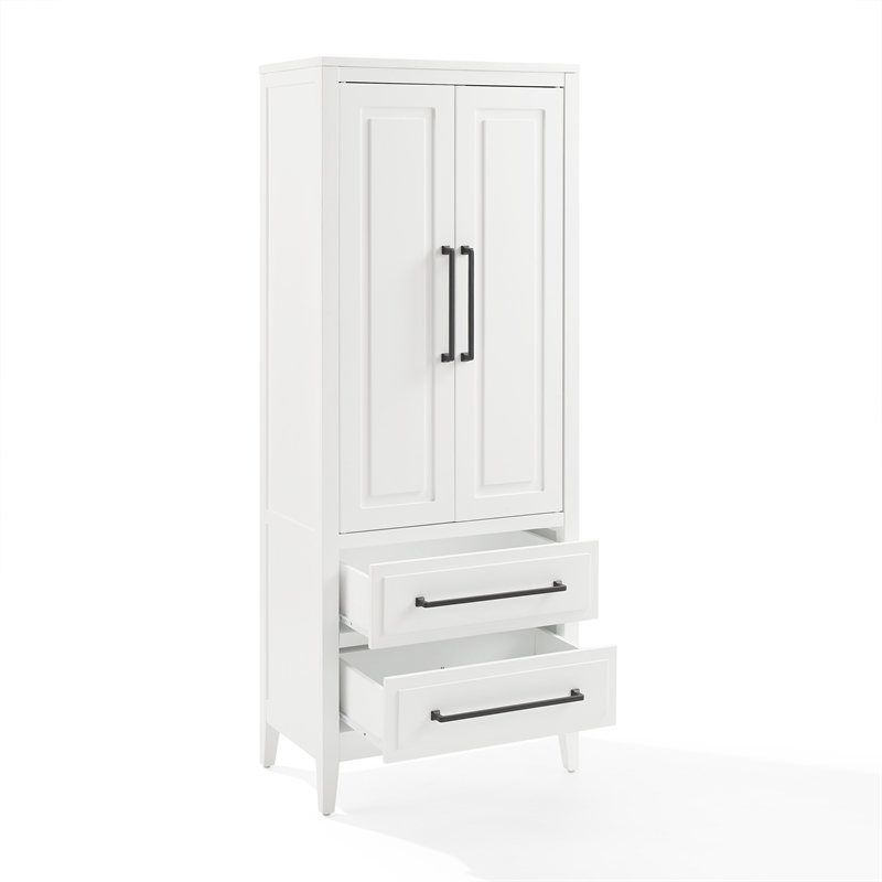 Crosley Furniture Genevieve Particle Board and MDF Wood Storage Pantry in White