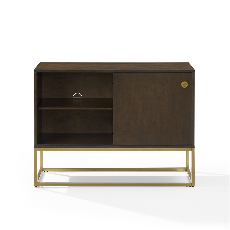 Crosley Furniture Byron MDF Wood and Steel Media Console in Dark Brown/Gold
