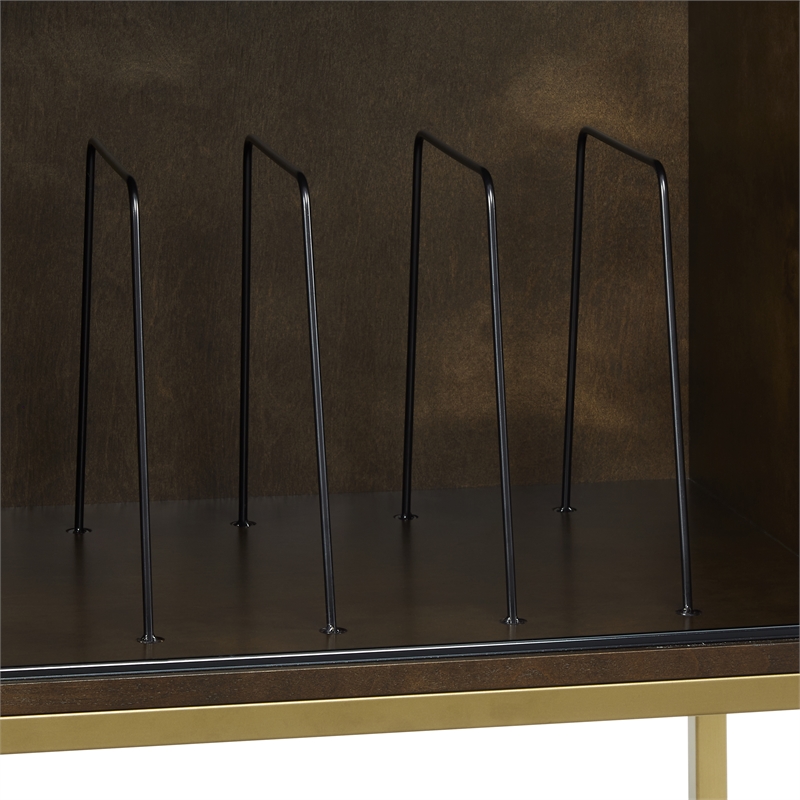 Crosley Furniture Byron MDF Wood and Steel Media Console in Dark Brown/Gold