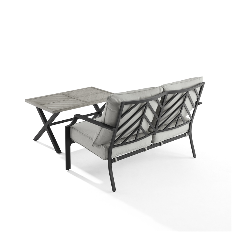 Crosley Furniture Otto 2-Piece Modern Metal Conversation Set in Gray/Matte Black