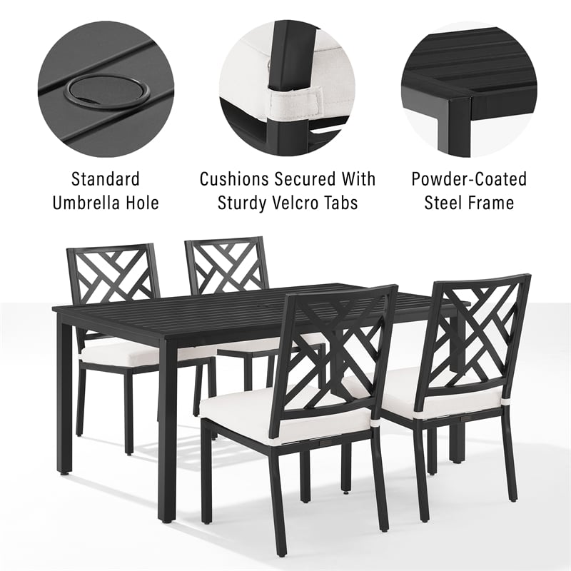 Crosley Furniture Locke 5-Piece Steel Metal Outdoor Dining Set in Cream/Black