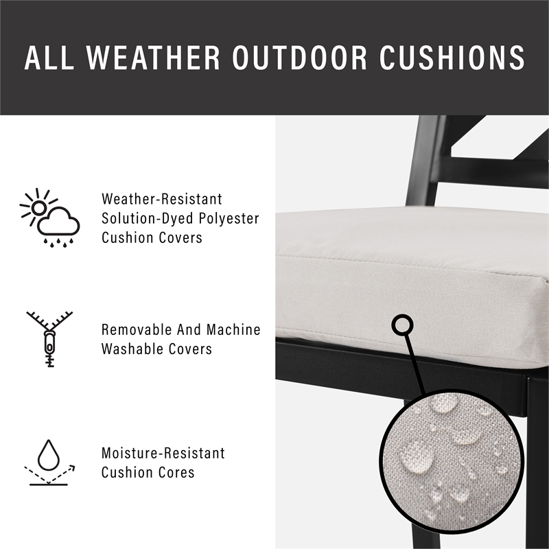 Crosley Furniture Locke 5-Piece Steel Metal Outdoor Dining Set in Cream/Black