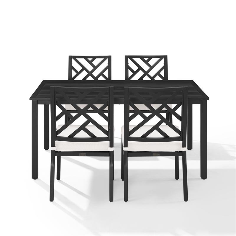 Crosley Furniture Locke 5-Piece Steel Metal Outdoor Dining Set in Cream/Black