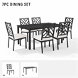 Crosley Furniture Locke 7-Piece Steel Metal Outdoor Dining Set in Cream/Black