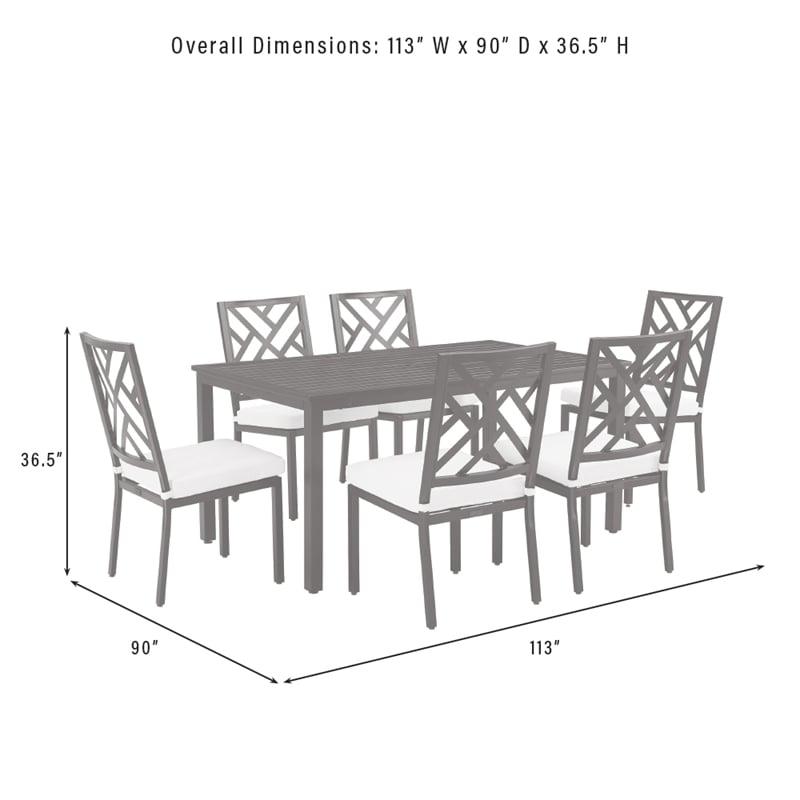 Crosley Furniture Locke 7-Piece Steel Metal Outdoor Dining Set in Cream/Black