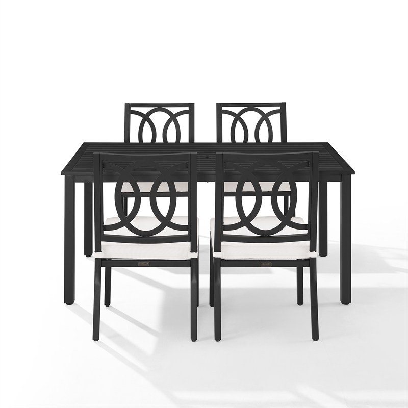 Crosley Furniture Chambers 5-Piece Steel Metal Outdoor Dining Set in Cream/Black