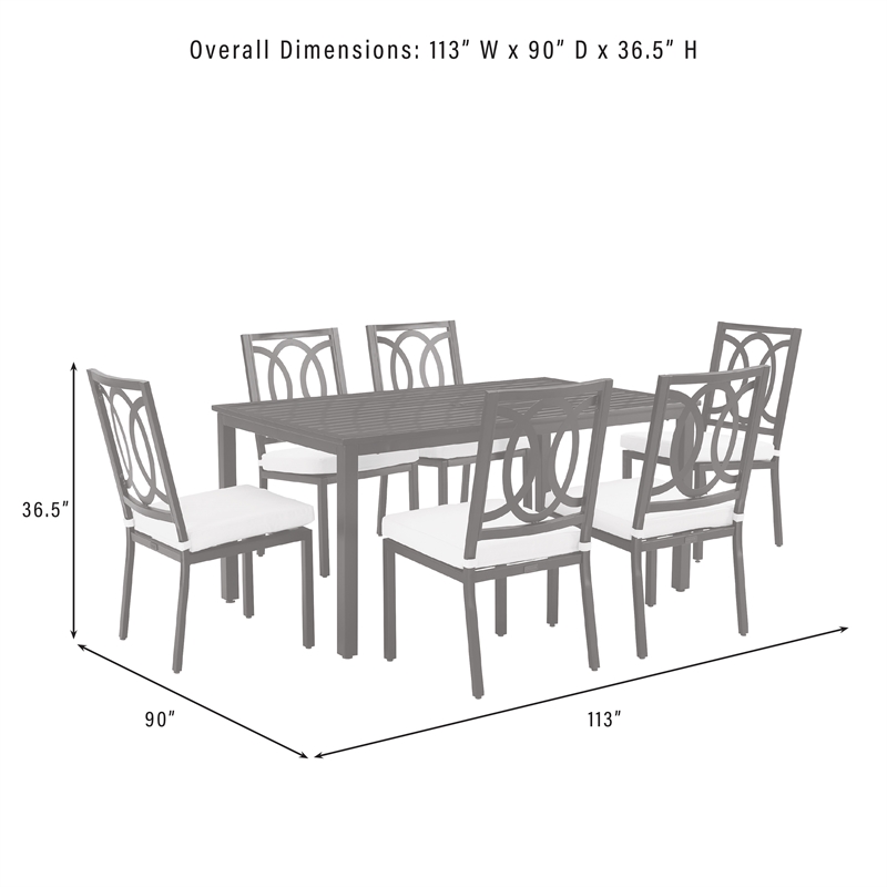 Crosley Furniture Chambers 7-Piece Steel Metal Outdoor Dining Set in Cream/Black