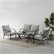 Crosley Furniture Otto 4-Piece Modern Metal Conversation Set in Gray/Matte Black