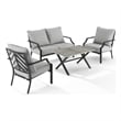 Crosley Furniture Otto 4-Piece Modern Metal Conversation Set in Gray/Matte Black