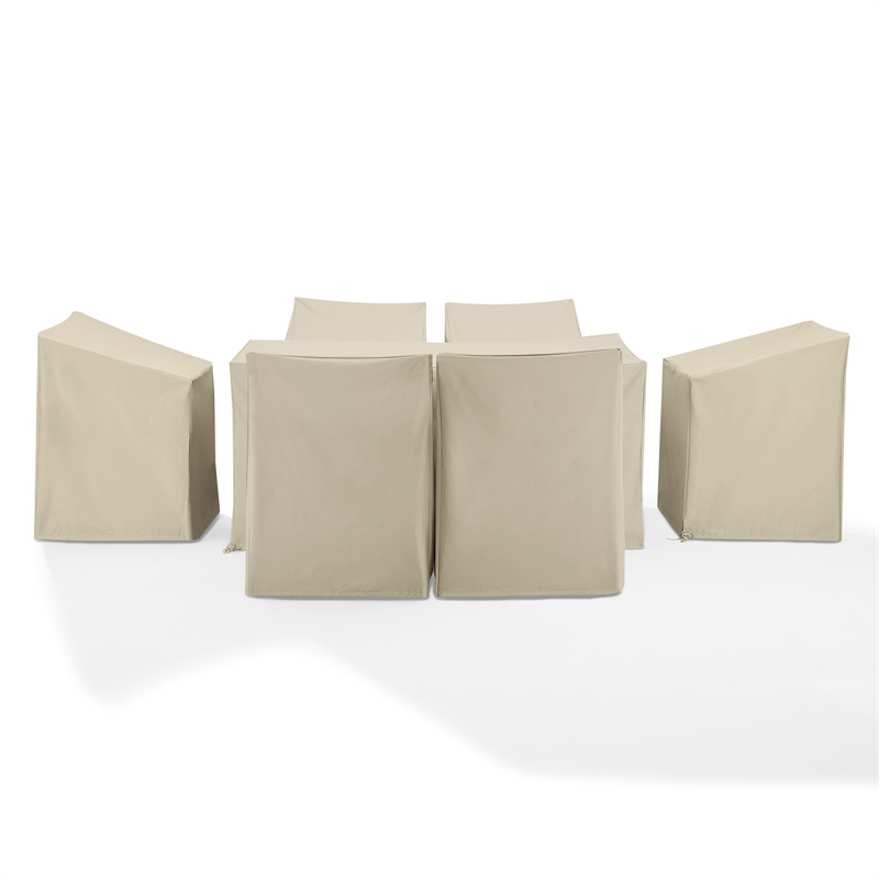 Crosley Furniture 7-Piece Vinyl Outdoor Dining Furniture Cover Set in Tan