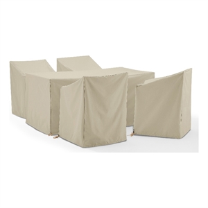 Crosley Furniture 5PC Vinyl Outdoor Dining Furniture Cover Set in Tan