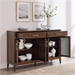 Crosley Furniture Milo Modern Wood Sideboard in Dark Brown/Antique Brass