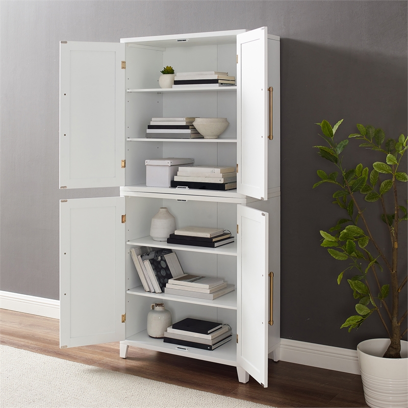 Crosley Furniture Roarke Modern Wood Kitchen Pantry Storage Cabinet in White
