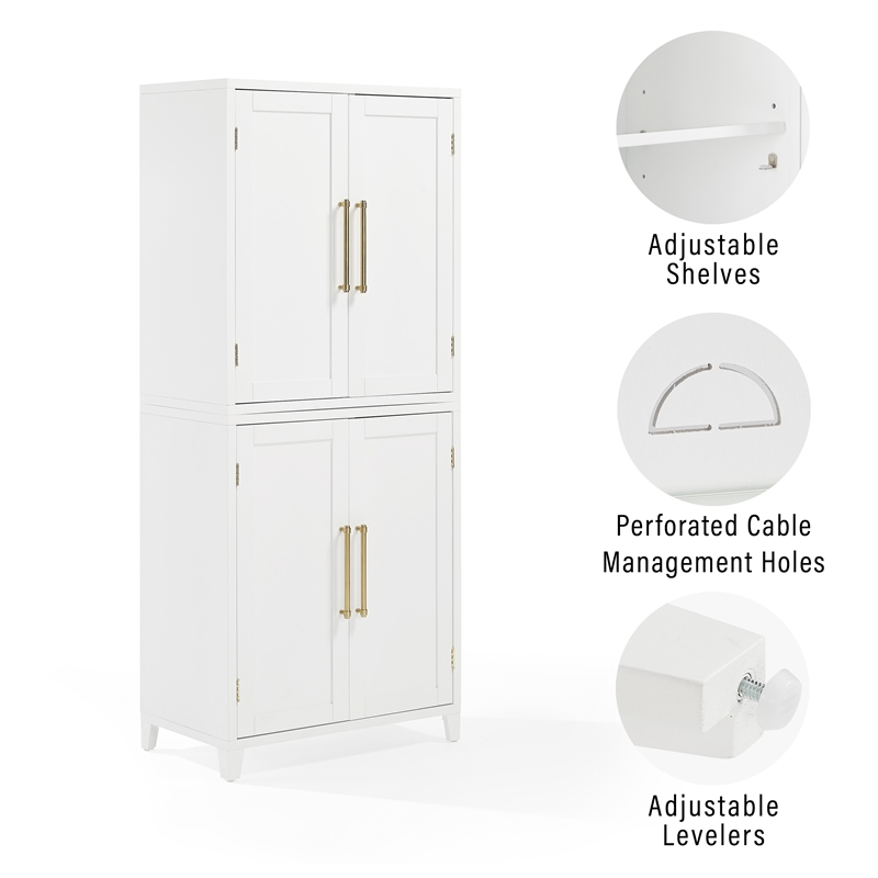 Crosley Furniture Roarke Modern Wood Kitchen Pantry Storage Cabinet in White