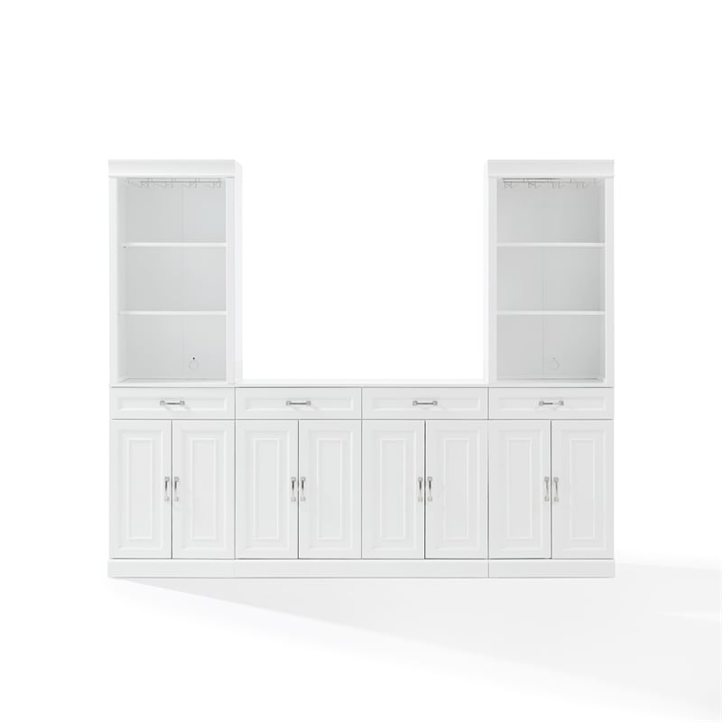 Crosley Furniture Stanton 3-PC Wood/Metal Sideboard And Bar Cabinet Set in White