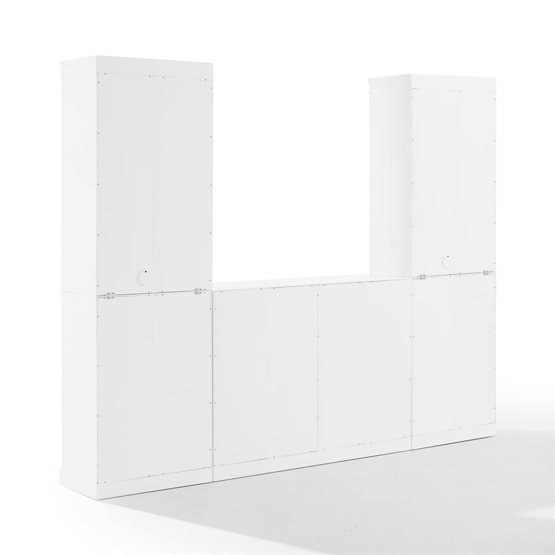 Crosley Furniture Stanton 3-PC Wood/Metal Sideboard And Bar Cabinet Set in White