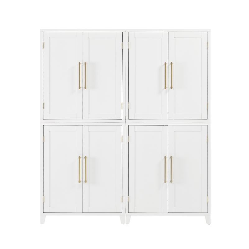 Crosley Furniture Roarke Wood Kitchen Pantry Storage Cabinet in White (Set of 2)