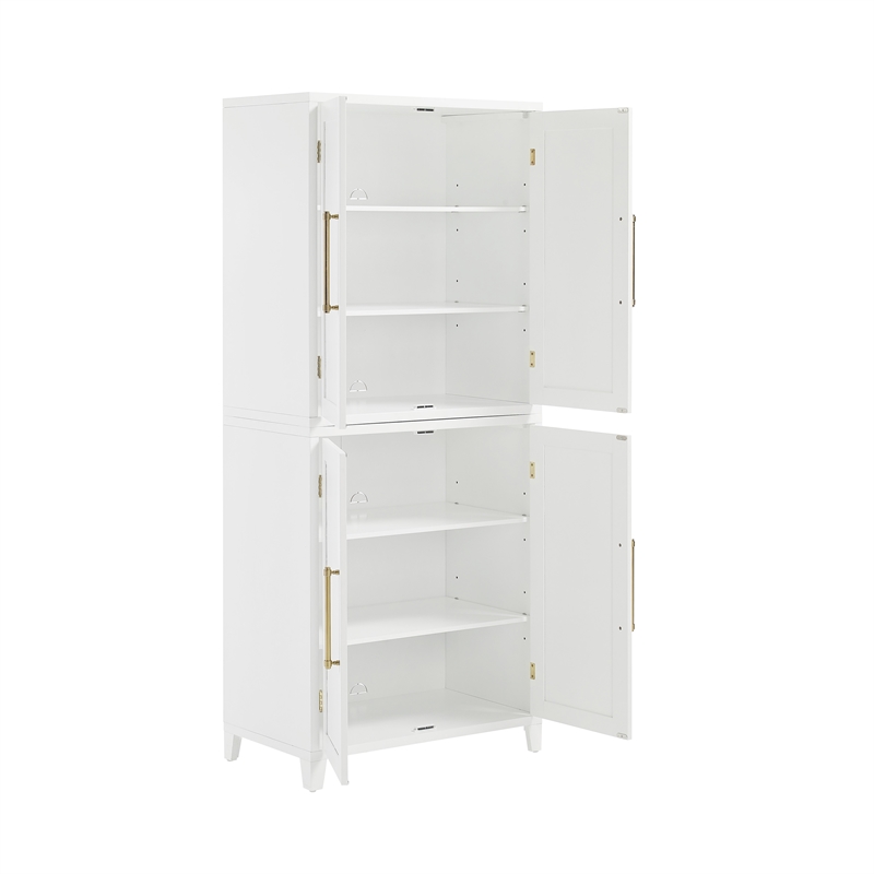 Crosley Furniture Roarke Wood Kitchen Pantry Storage Cabinet in White (Set of 2)