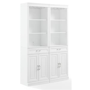 Crosley Furniture Stanton 2-PC Wood/Metal Bar Cabinet Set in White (Set of 2)